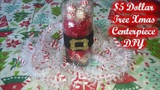 $5 Dollar Tree Christmas Centerpiece Challenge | Santa Candy Vase