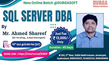SQL SERVER DBA Online Training @ DURGASOFT