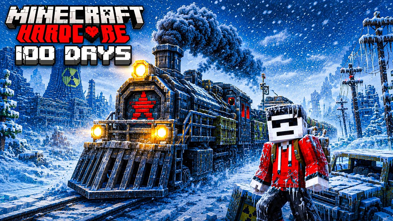 I Survived 100 Days on Armored Train in Nuclear Winter in Minecraft!