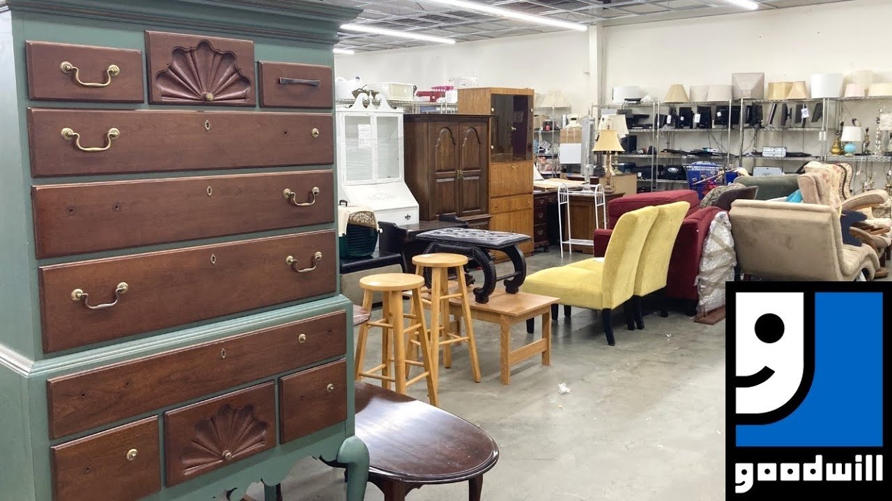 GOODWILL SHOP WITH ME FURNITURE CHAIRS TABLES DRESSERS DECOR KITCHENWARE SHOPPING STORE WALK THROUGH