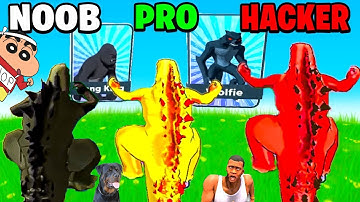 SHINCHAN and CHOP CRAFTING GOLD GODZILLA HULK KING KONG in MONSTER DRAFT | NOOB vs PRO vs HACKER