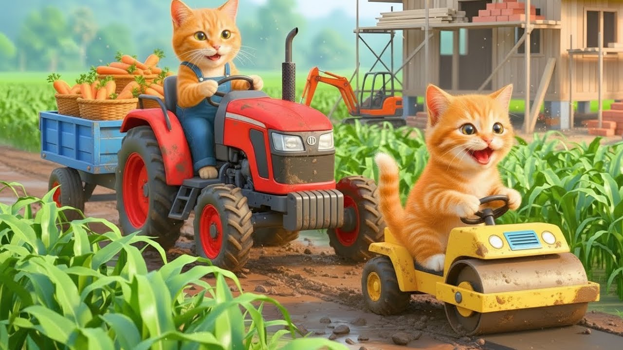 Mama Cat Trims Fur on the Farm and Makes Tiger Hat For Kittens At Home🐾🎩🐯