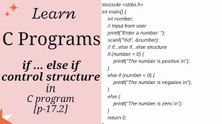 C Programming | if...else if Control Structure with Easy Example [p-17.2]