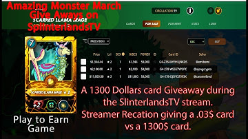 Streamer reaction giveaway small card vs a 1300 dollar card amazing splinterlands tv giveaways