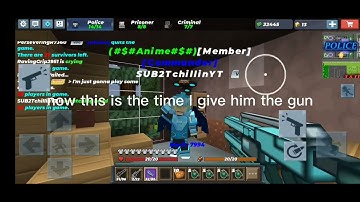 hunting criminals part 2 and giving my friend a g cubes gun (BLOCKMAN GO)