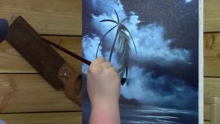 blue moon wave oil painting painting by tv artist brandon thomas