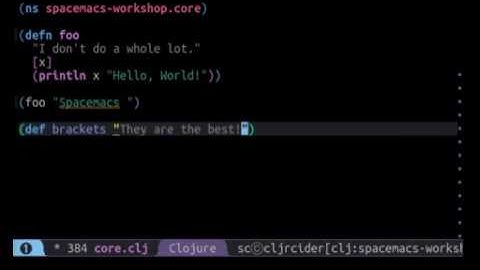 Spacemacs - Structured editing in Clojure - Creating and deleting a defn expression