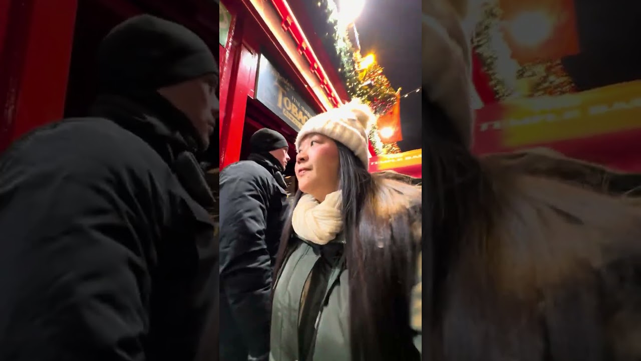 On my night winter walk in Temple Bar Dublin Ireland 