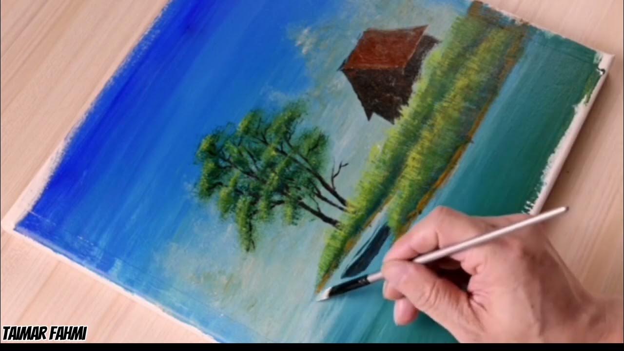 How to easily draw a landscape with acrylic colours Wie malt man eine Landschaft mit Acrylfarben