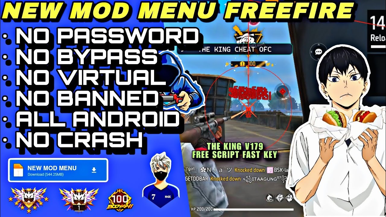 NEW MOD MENU FREEFIRE NEW UPDATE OB52 THE KING V179 NO BANNED? FREE TRIK FREE SCRIPT GET KEY FAST