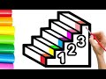 How to Draw Stairs with Rainbow colors For Children