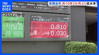 約10年2か月ぶりの高水準　長期金利が0.815％まで上昇　東京債券市場｜TBS NEWS DIG