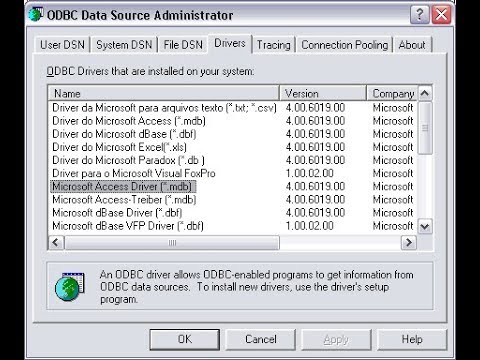 Configurer java application data base Access Windows 64 bit ODBC - YouTube