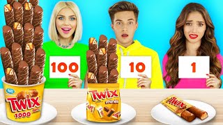 100 Layers of Food Challenge | Eating 1000 Coats of Sweets and Snacks by RATATA BOOM
