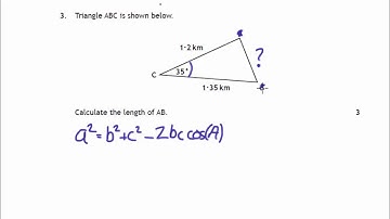 N5 2015 Paper 2 Q3 : Cosine Rule Length