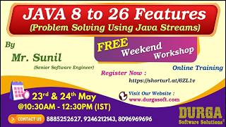 JAVA 8 to 26 Features (FREE Weekend Workshop) Online Training @ DURGASOFT