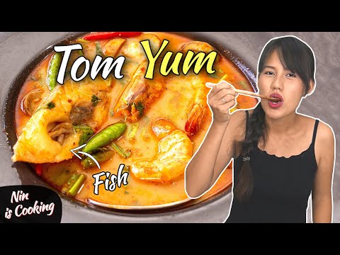 Easy TOM YUM Soup Recipe With FISH • Tom Yum Pla • Nin is Cooking