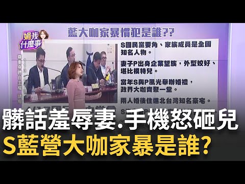 藍營大咖S家暴慣犯? 妻兒長期活在恐懼下...北市府為何沒開案?法律遇權貴會轉彎? 爆言語羞辱妻.手機砸兒...藍營家暴大咖是誰?│陳斐娟 主持│20240417｜關我什麼事