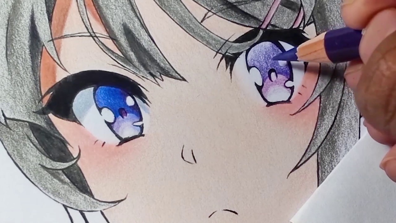 How to Draw/Color Anime Eyes | Real time Coloring tutorial - YouTube