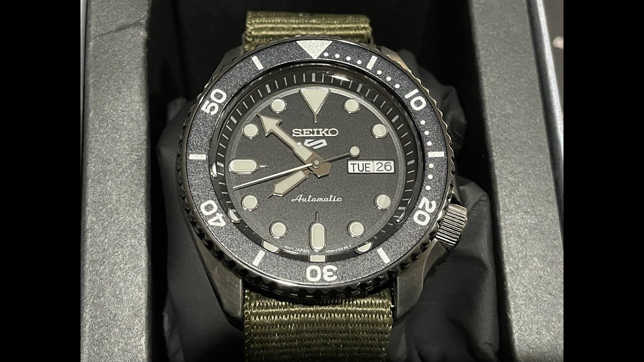 Seiko 5 Sports Green Nylon Strap Automatic Watch YouTube