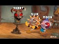 The Cuphead Show no fighting meme (Sun vs Moon)