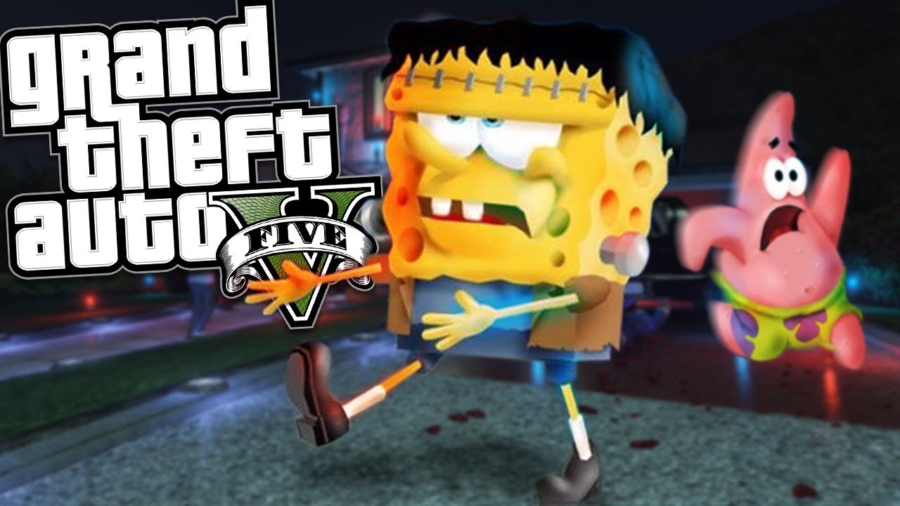 SPONGEBOB AND PATRICK GO TRICK OR TREATING MOD (GTA 5 Mods Gameplay)