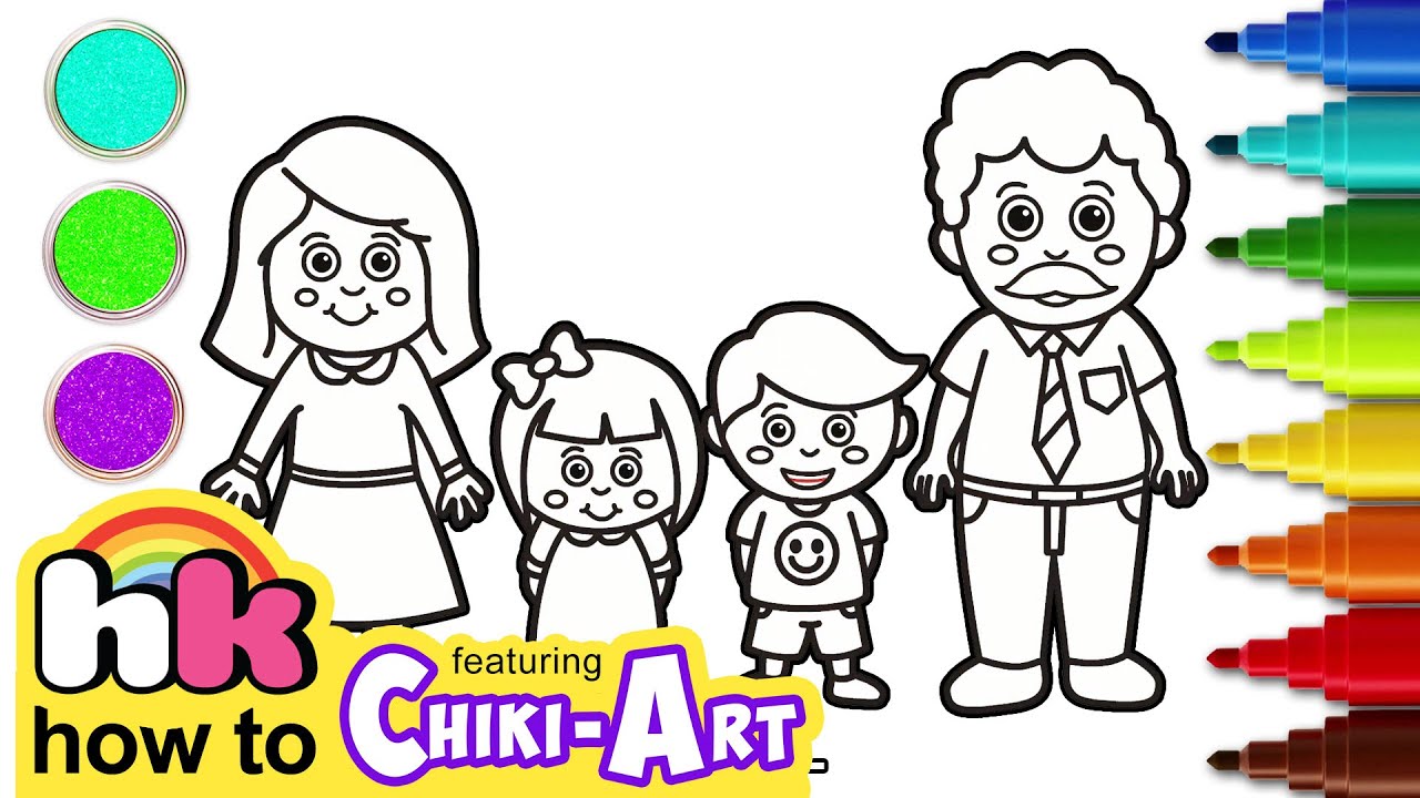 ⁣How to Draw a Family | Mother's Day Cute Drawings | Chiki Art | HooplaKidz HowTo