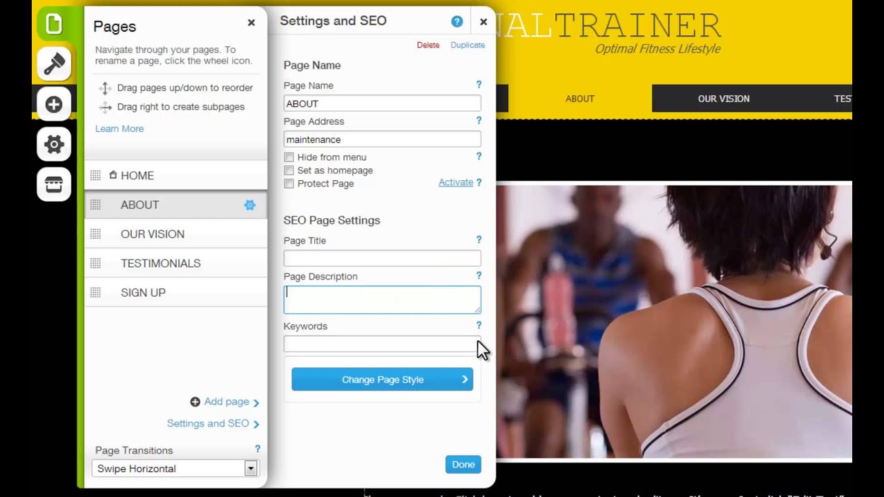 HTML Website Builder | Changing Your Page Settings in Wix.com 