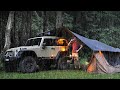Solo camping in the rain  relax sleep and eat in the jungle  rain asmr