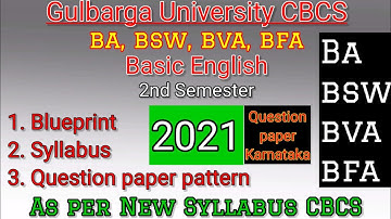 Basic English BA BSW BVA BFA 2nd Sem Blueprint Gulbarga University CBCS Questionpaper Karnataka 2021