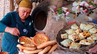 Uzbek spring samsa with herbs and homemade bread | самса с зеленью | Сукок самса |