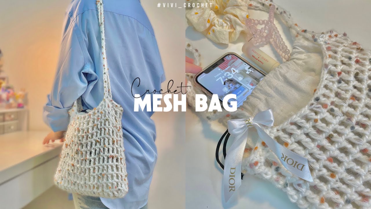 How To Crochet Simple Mesh Bag | Simple and Easy - YouTube