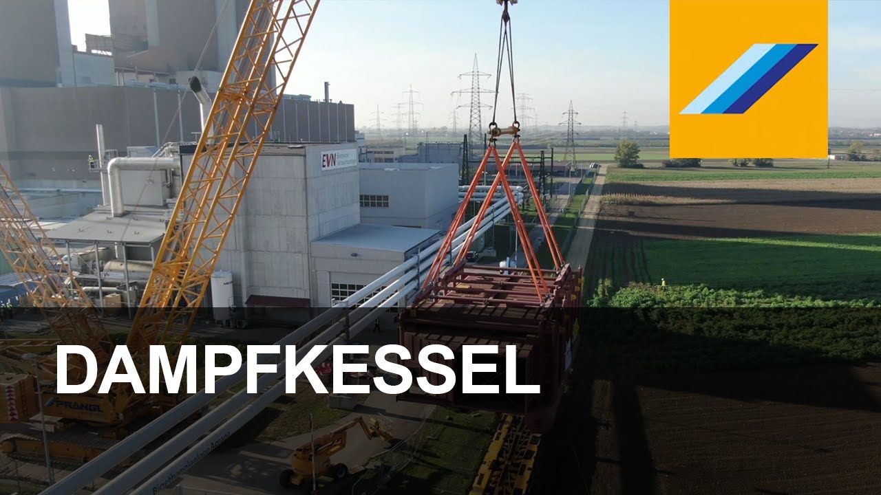 Entladung, Transport und Einheben eines Dampfkessels