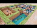 180 Days Living & Building Underground Swimming Pool Water Slide Around Secret Underground House