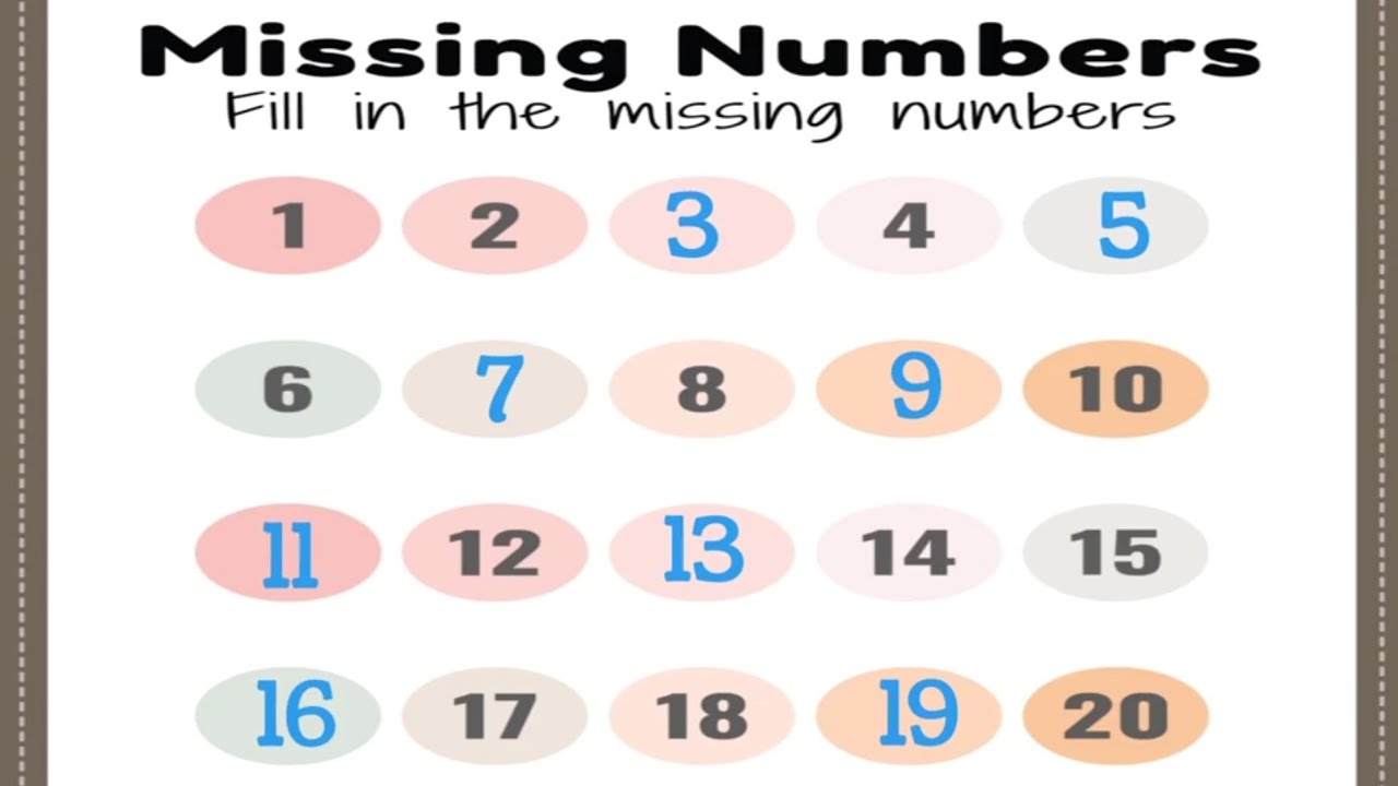 COUNTING NUMBERS 123456789 TO 20 MISSING NUMBERS FOR KIDS 1 TO 20 COUNTING NUMBERS 123456789 TO 20 MISSING NUMBERS FOR KIDS 1 TO 20