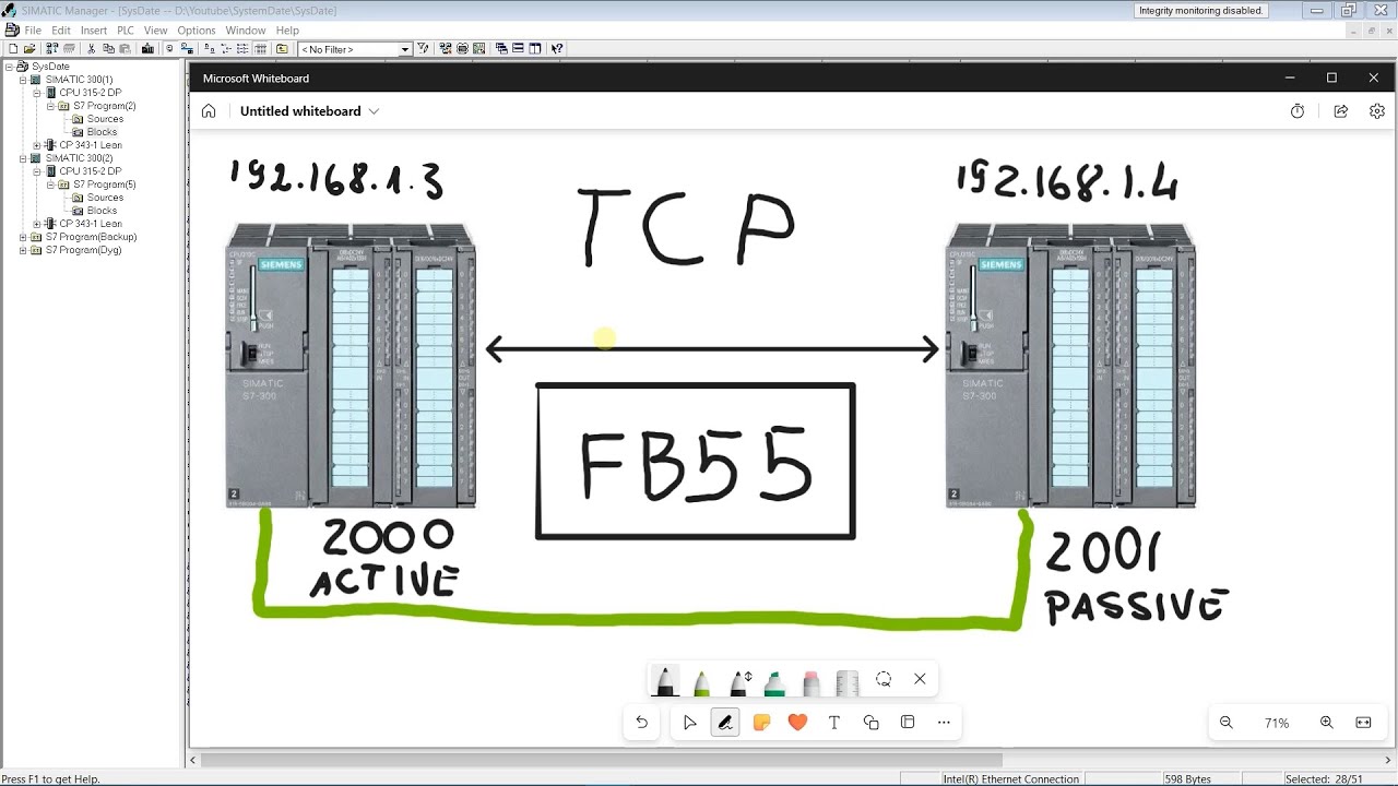 Programm Connection Simatic STEP 7: Set TCP connection between two PLC's in user program ...