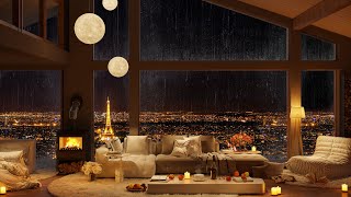 🌧️ Rainy Night Fills The Luxurious Living Room With Fireplace | Piano Jazz for Relaxing, Working by Cozy Apartment 1,273 views 4 days ago 8 hours