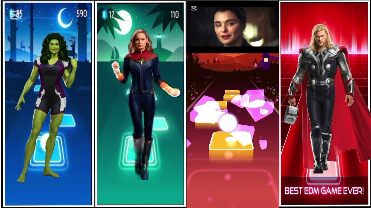 SHE HULK VS CAPITAN MARVEL VS BLACK WINDOW VS THOR VS TILES HOP