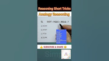 Analogy Reasoning Tricks | Letter Analogy Reasoning Tricks | Simple Easy 55M #ssc #railway #shorts
