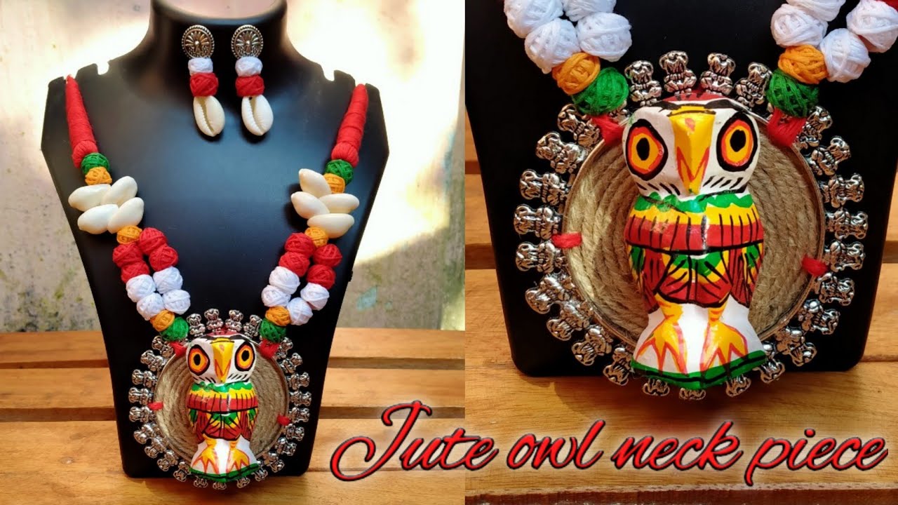 Hand craft handmade jute fabric owl Jewellery making at home | DIY jute Jewellery making @হস্তশিল্প