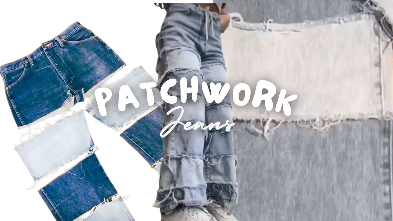 DYI como hacer un Pantalón de retazos/parches | patchwork Jeans - YouTube