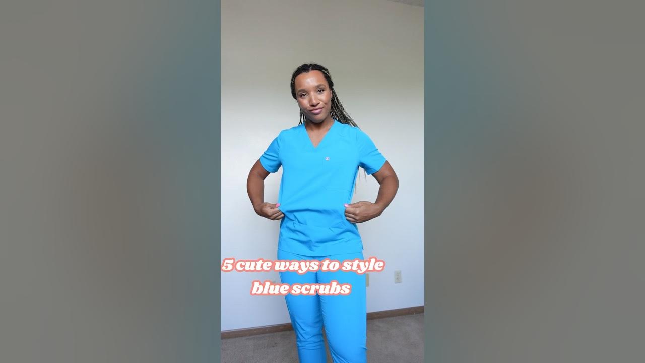 5 cute ways to style blue scrubs #nursing #scrub #scrubslife #scrubstyle  #joggerscrubs #ernurse 