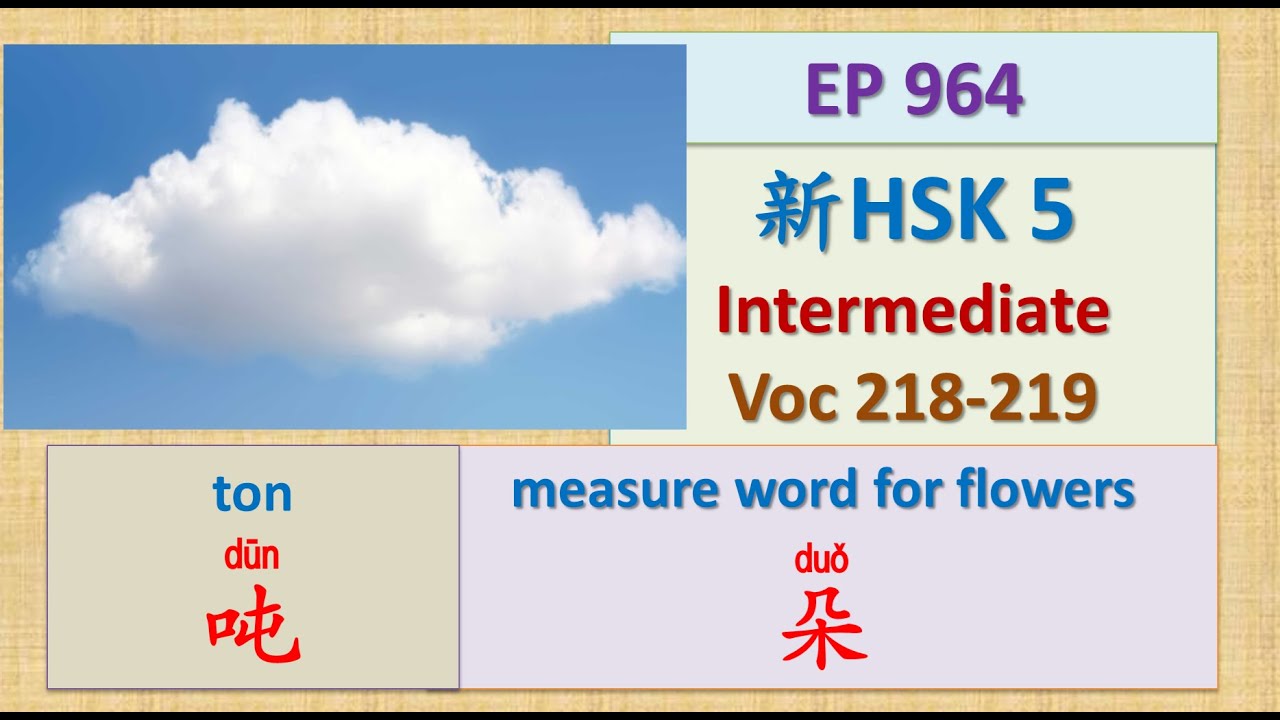 [EP 964] New HSK 5 Voc 218-220(Intermediate): 吨、朵|| 新汉语水平3.0中级词汇5 || Join  My Daily Live