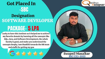 QSPIDERS/JSPIDERS HADAPSAR STUDENT GOT PLACED AS SOFTWARE DEVELOPER, CONGRATULATIONS SWAPNIL