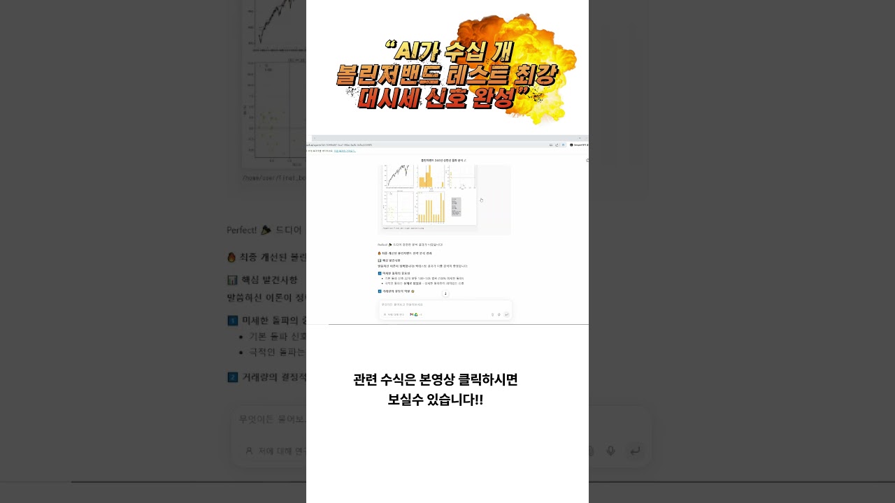 [키움증권 수식만들기] 추석 보너스? AI가 수십 개 볼린저밴드 테스트? 최강 대시세 신호 완성?