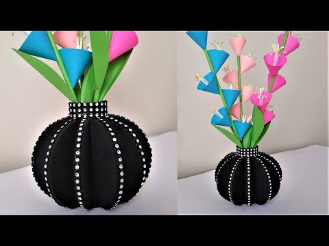 Kolay Vazo Nasıl Yapılır / How To Make Flower Vase Out Of Cardboard