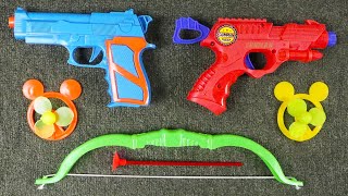 Air Gunman Toy Gun ! Realistic Pistol Toy with Plastic Bow and Arrows and 3 Blade Plastic Fan