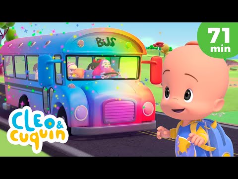 The Wheels On the Colorful Bus 🚌 Nursery Rhymes by Cleo and Cuquin | Children Songs