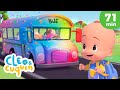 The wheels on the colorful bus  nursery rhymes by cleo and cuquin  children songs