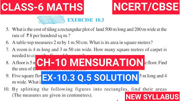 Class 6 Exercise-10.3 Q-5 Solution | Class 6 Maths Chapter- 10 Mensuration | NCERT CBSE
